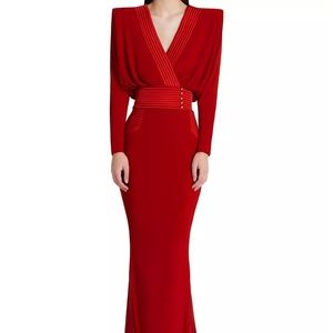 Zhivago I'm Her Man Long-Sleeve Gown in Red